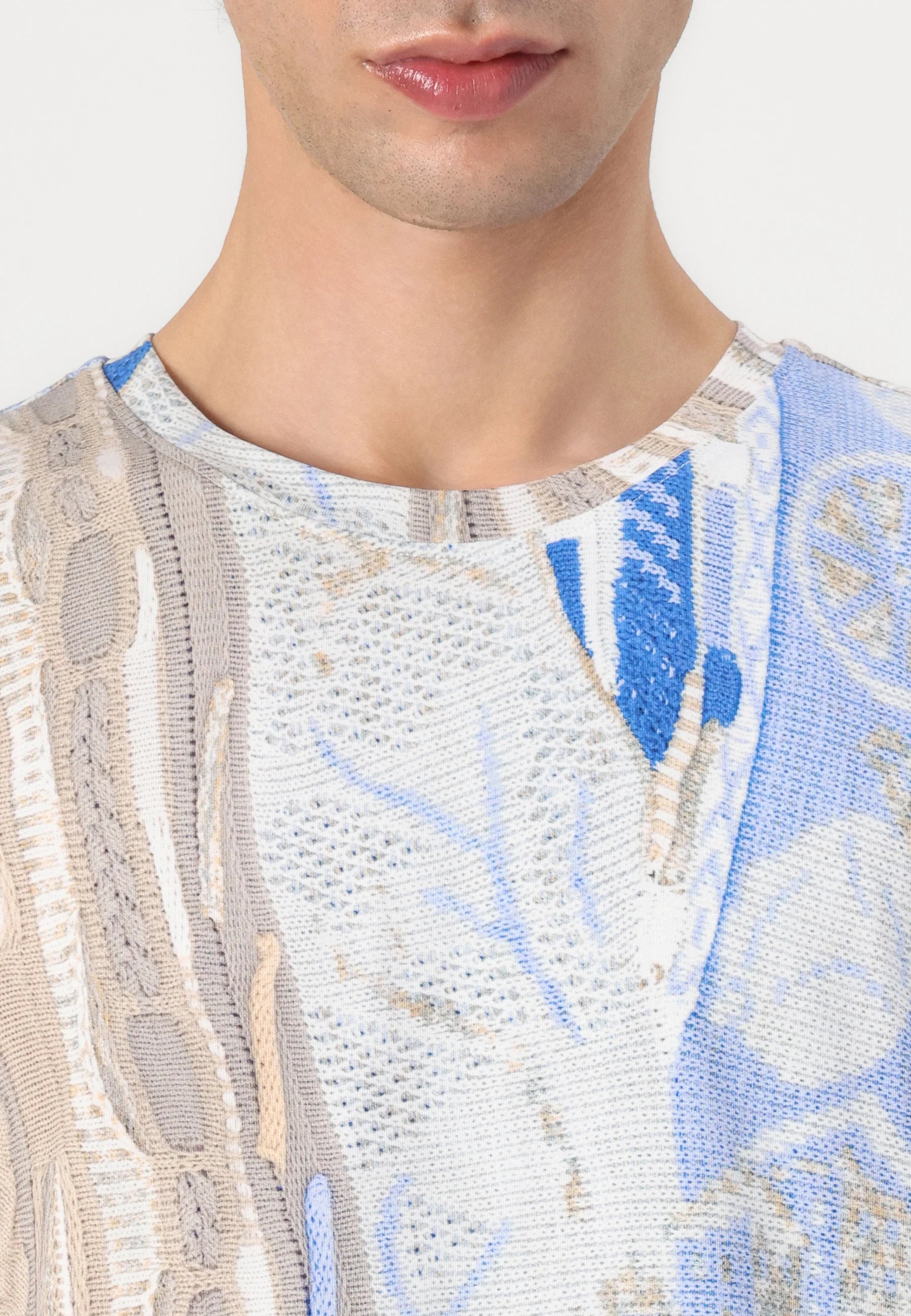 Carlo Colucci - Print Тениска Beige/Blue