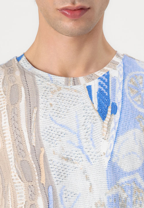 Carlo Colucci - Print Тениска Beige/Blue