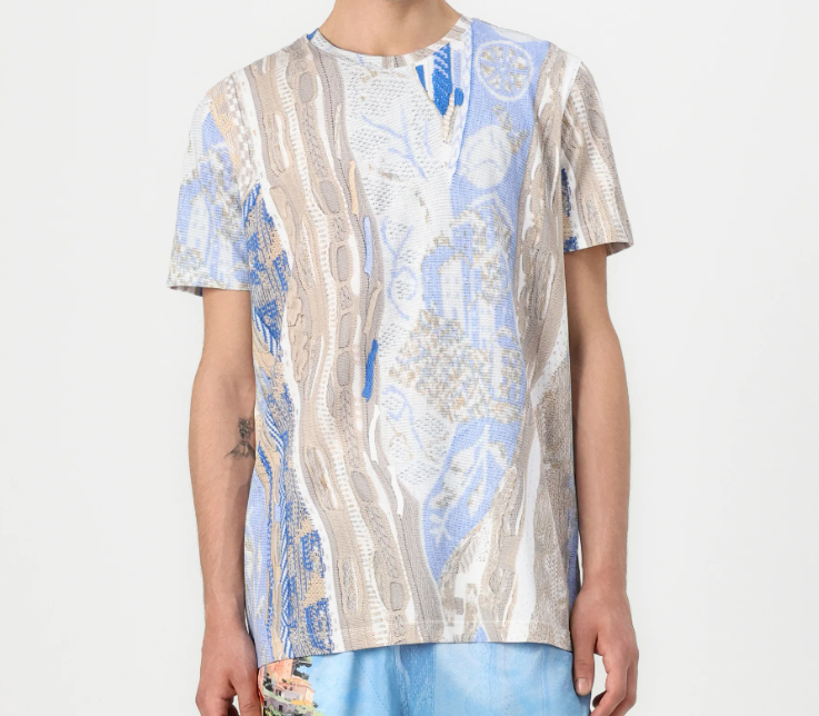 Carlo Colucci - Print Тениска Beige/Blue