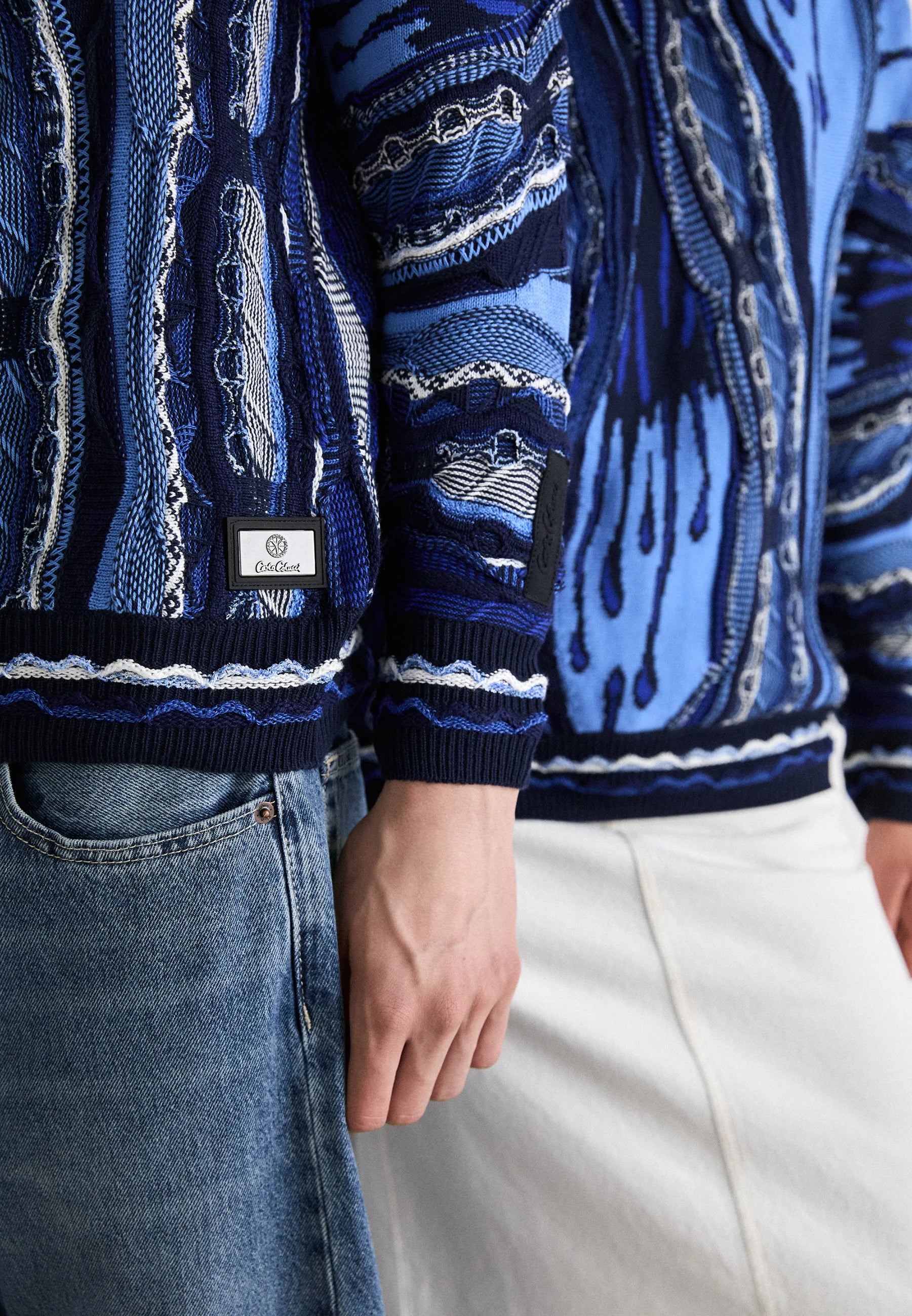 Carlo Colucci Пуловер - Navy Blue 3D Knit