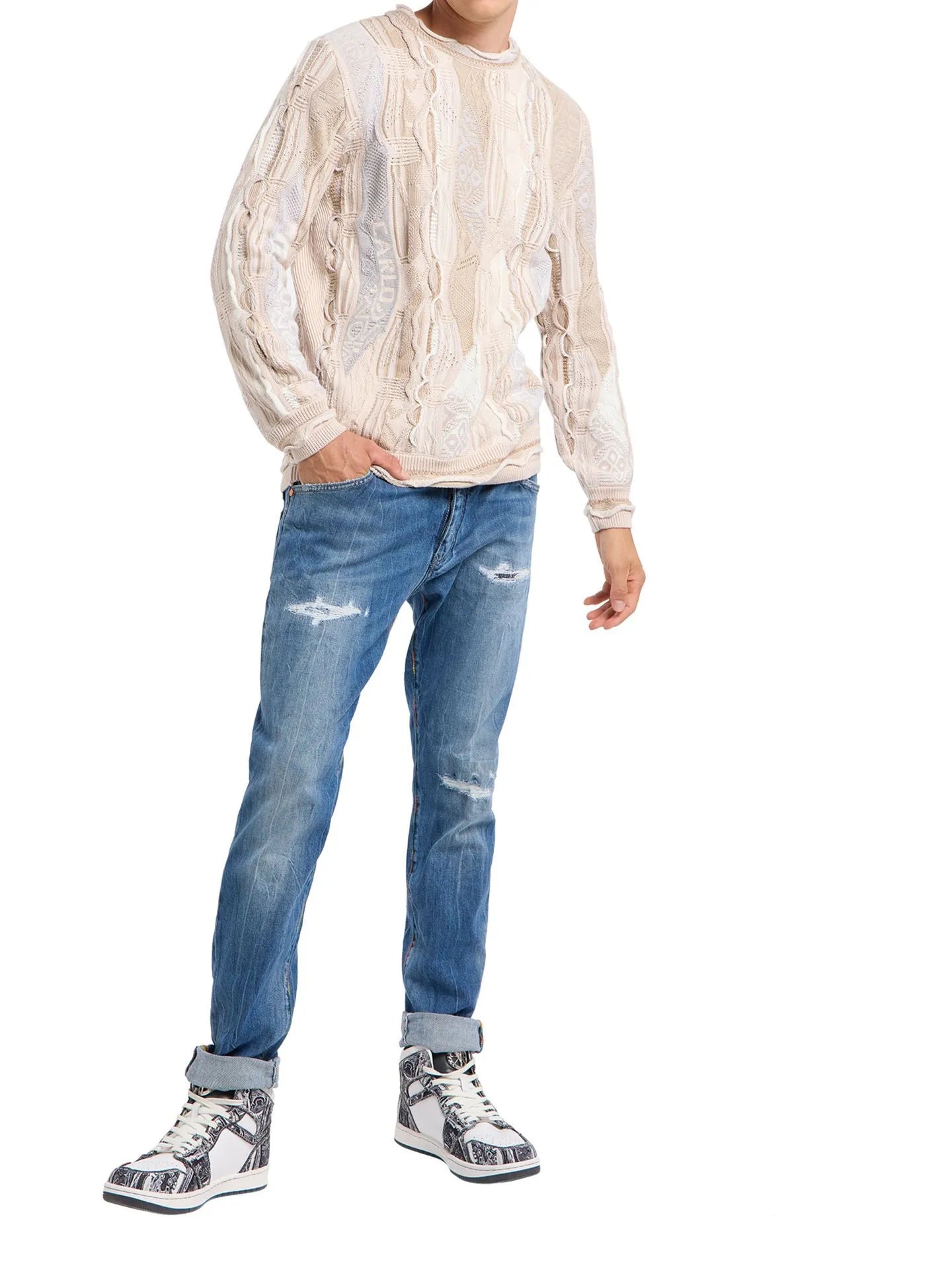 Carlo Colucci - Пуловер Beige Logo-Knit